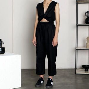 SELFI BLACK SLEEVELESS WRAP JUMPSUIT